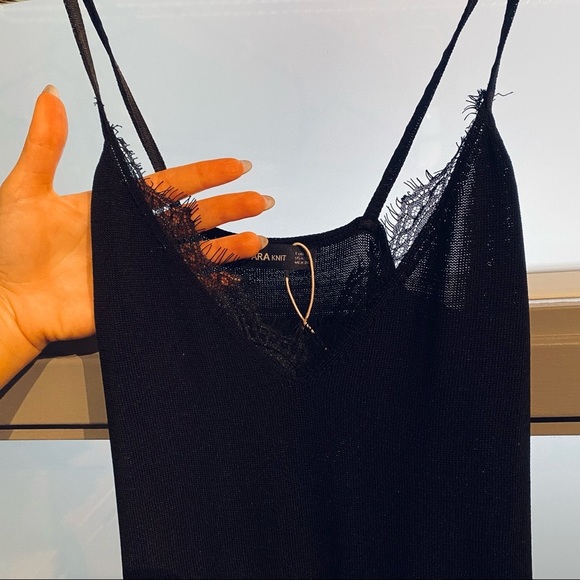 Brand new Zara black long slip dress with lace detail - Picture 3 of 3